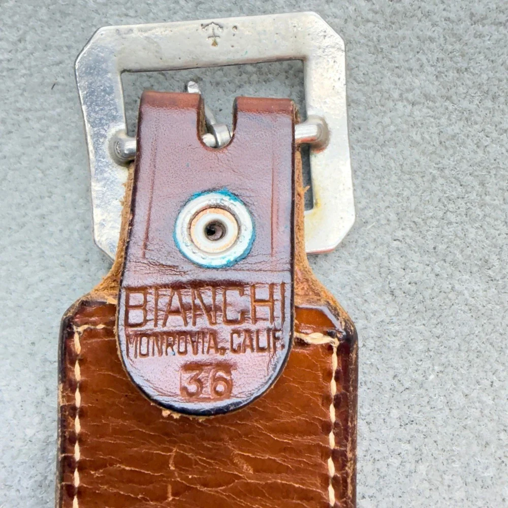 Vintage Bianchi B15 Leather 12 Cartridge Belt OWB Brown .38/45 Cal Size 36
